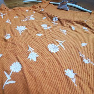 Cute Ribbed Mustard & floral Tank top